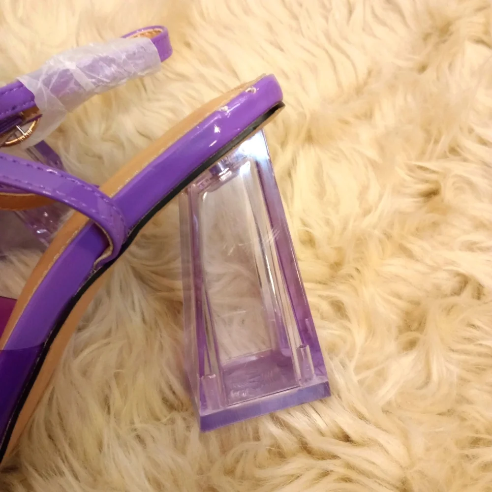 Eteridrey Clear Heels for Women Dressy Summer Transparent Chunky Heel Sandals - Picture 4 of 6